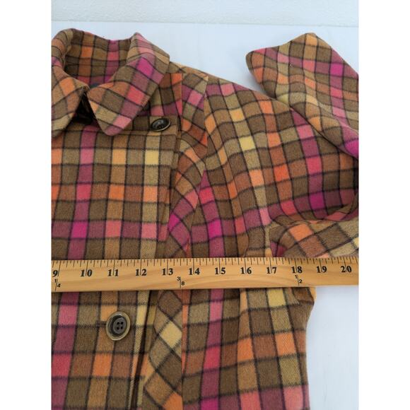 PER SE Womens Multicolor Plaid Wool Cashmere Blazer Jacket Y2K Cropped Size 10 - Picture 7 of 8